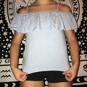 Blue off the shoulder tank top